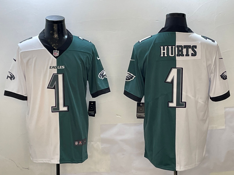 Men's Philadelphia Eagles Jalen Hurts #1 White/Green Jersey